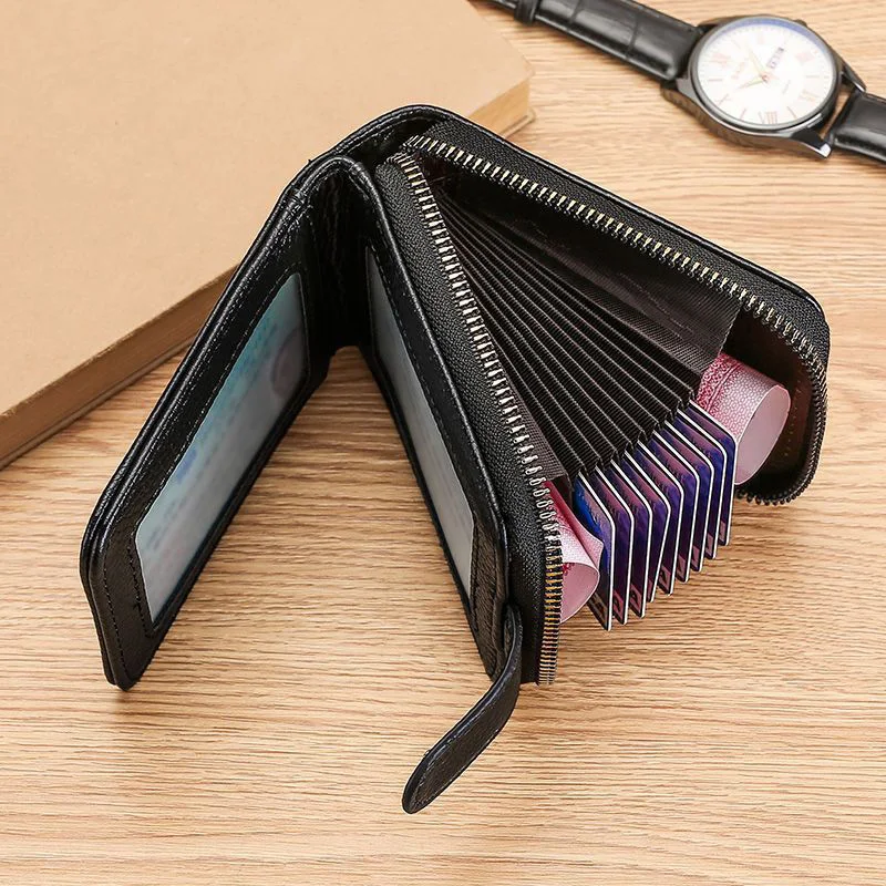 WERLLANDS PU Leather Pebbled Multi-Card Zip Card Holder Wallet
