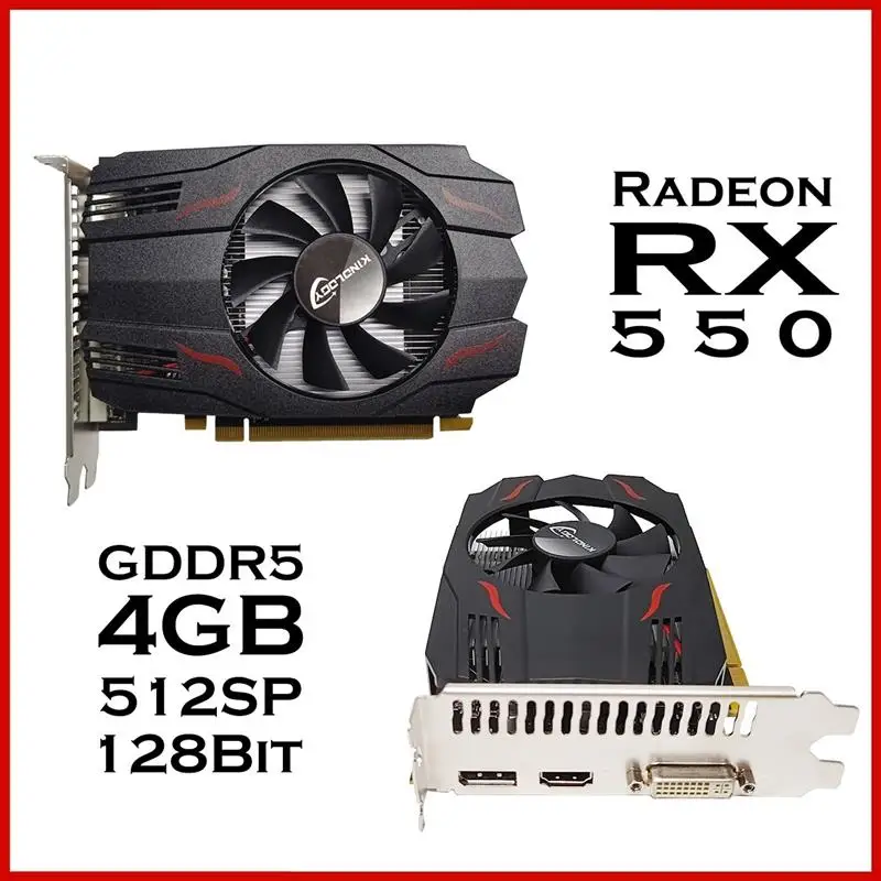 Top AMD RX 550 4GB Graphics Card GDDR5 128Bit DVI HDMI DP PCI-E 3.0 Radeon GPU Rx 550 Gaming Video Card Placa De Video