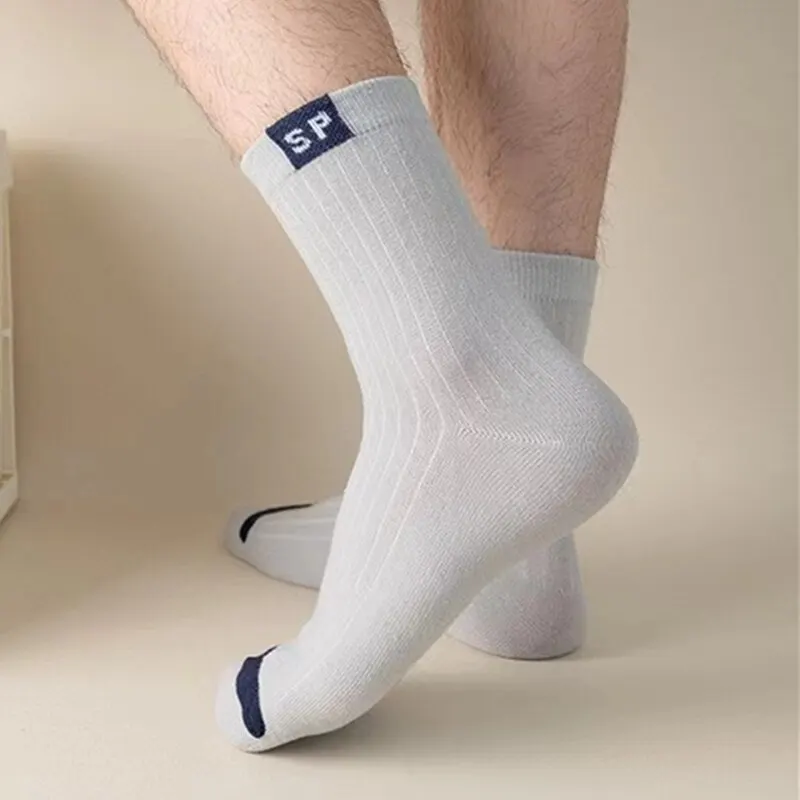 5 Pairs Premium Thickened Business Seasonal Versatile Stylish Mid-calf Socks For Men Anti-odor