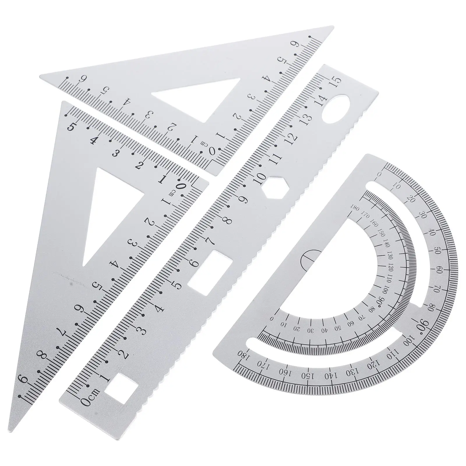 Metal Ruler Set Triangle Plate Protractor Tools Portable School Stationery Small Size Long Lasting Geometry for Students