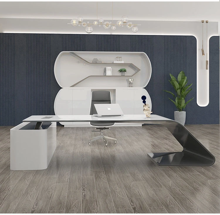 

Baked Boss Desk Modern Desk Manager Desk Fashion White Luxury High-end Tables and Chairs.