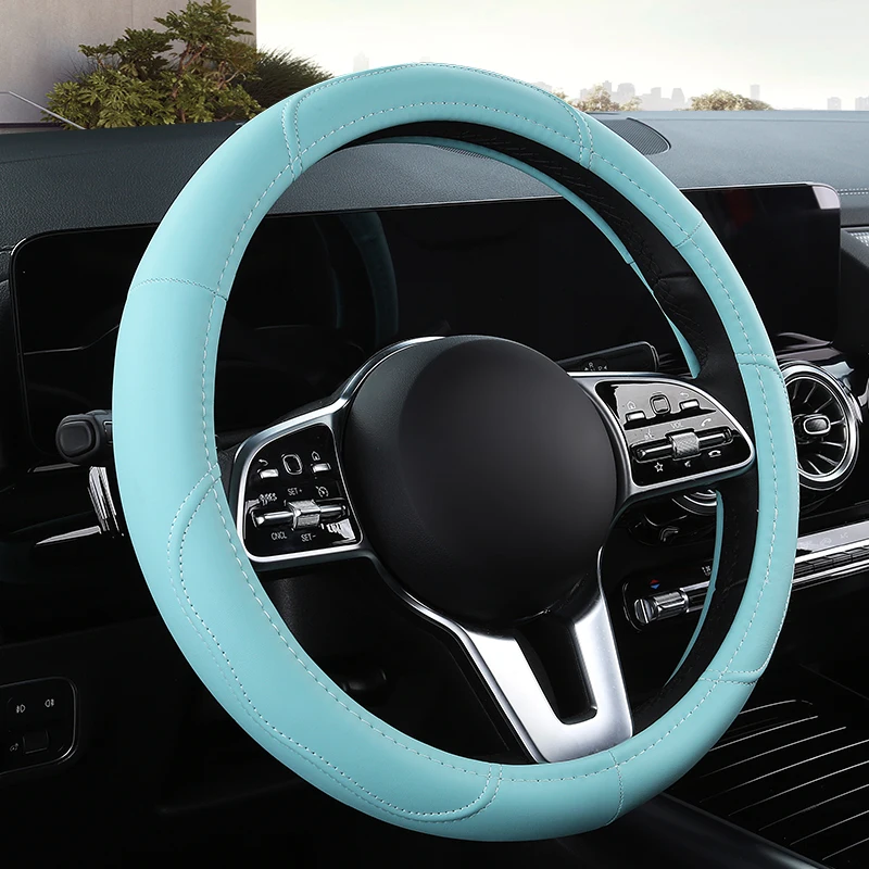Motoptes Car Anti-Slip Leather Steering wheel Cover Universal car Steering Wheel Protective Cover Fashion Style 38cm Pink