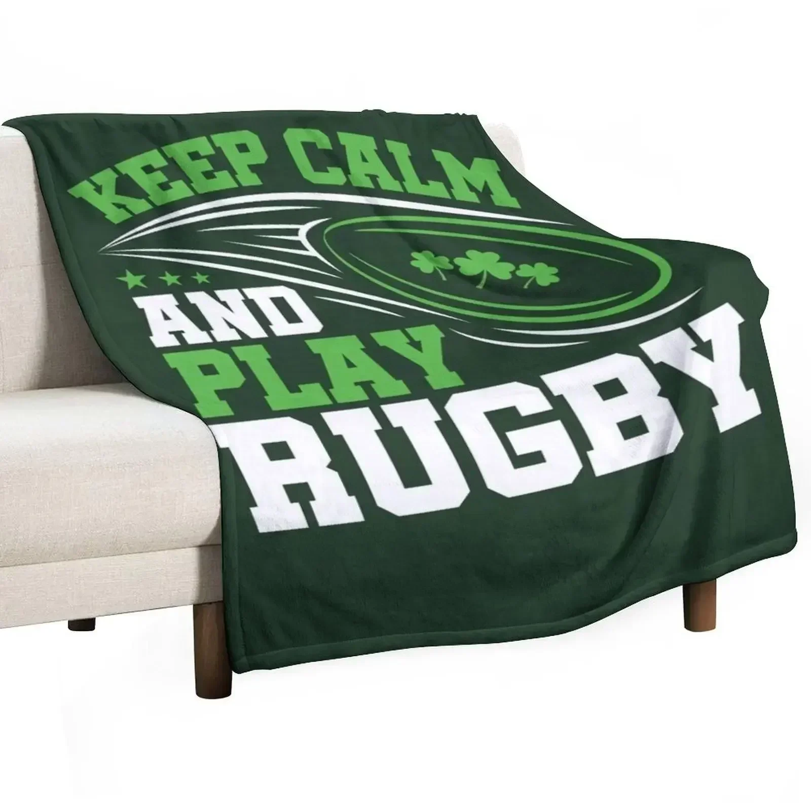 

Irish Rugby Keep Calm And Play Rugby Throw Blanket Soft Warm Blanket Gift for Men Women Adults