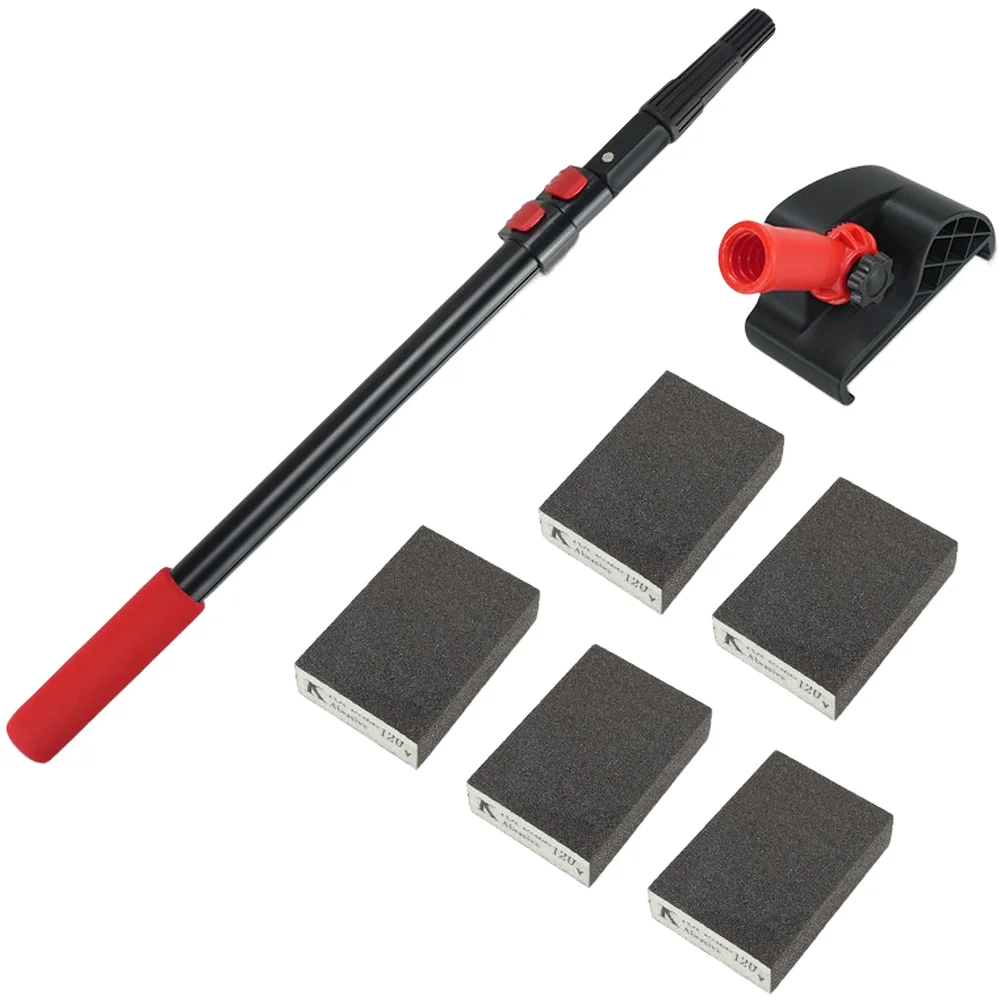 Adjustable Sanding Sponge Block Kit With Extendable Pole For Smoothing Walls Furniture Edges Wall Ceiling DIY Hand Tools