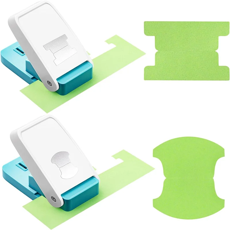 New--File Tab Punch  For Crafting 1.5In 2 Shapes DIY Index Tab Puncher Label Tag Paper Punch White&Blue 2Poece