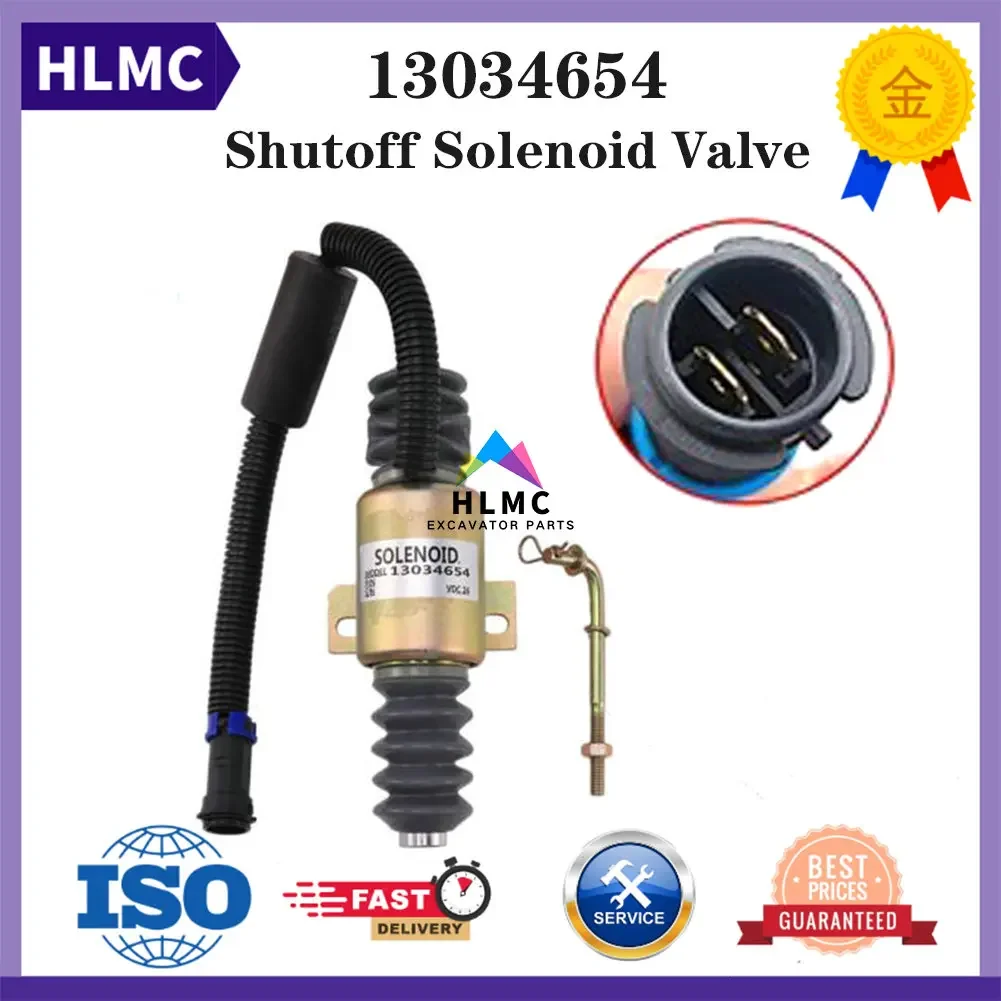 TD226B Engine Fuel Stop Solenoid 13034654 for Excavator Parts 24V Flameout Shut Off Solenoid Valve