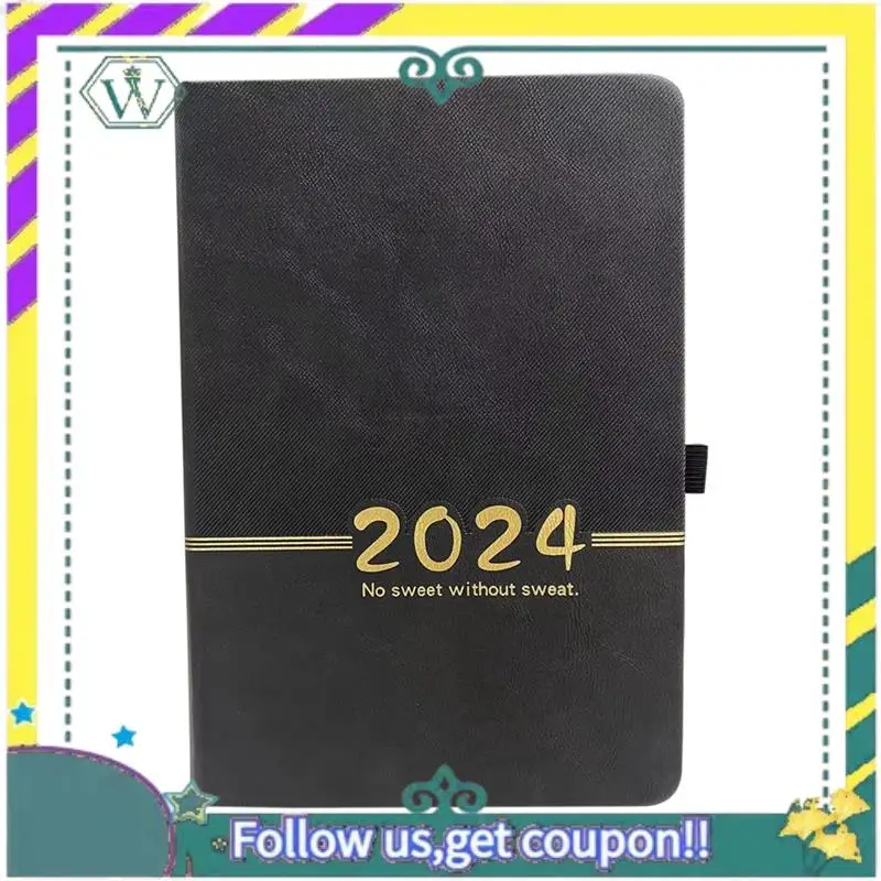NEW 2024 Portable Planner 365 Days Cover Daily Weekly Schedule Notebook Compact Calendar Journal School Office Agenda Durable Bl