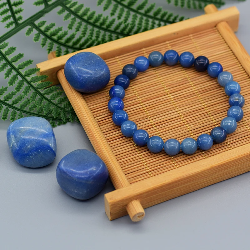 Natural Aventurine Quartzs Beads Stone Bracelet Women Men Aquamarins Jade Crystal Bead Bracelet Elastic Rope Energy Jewelry Gift