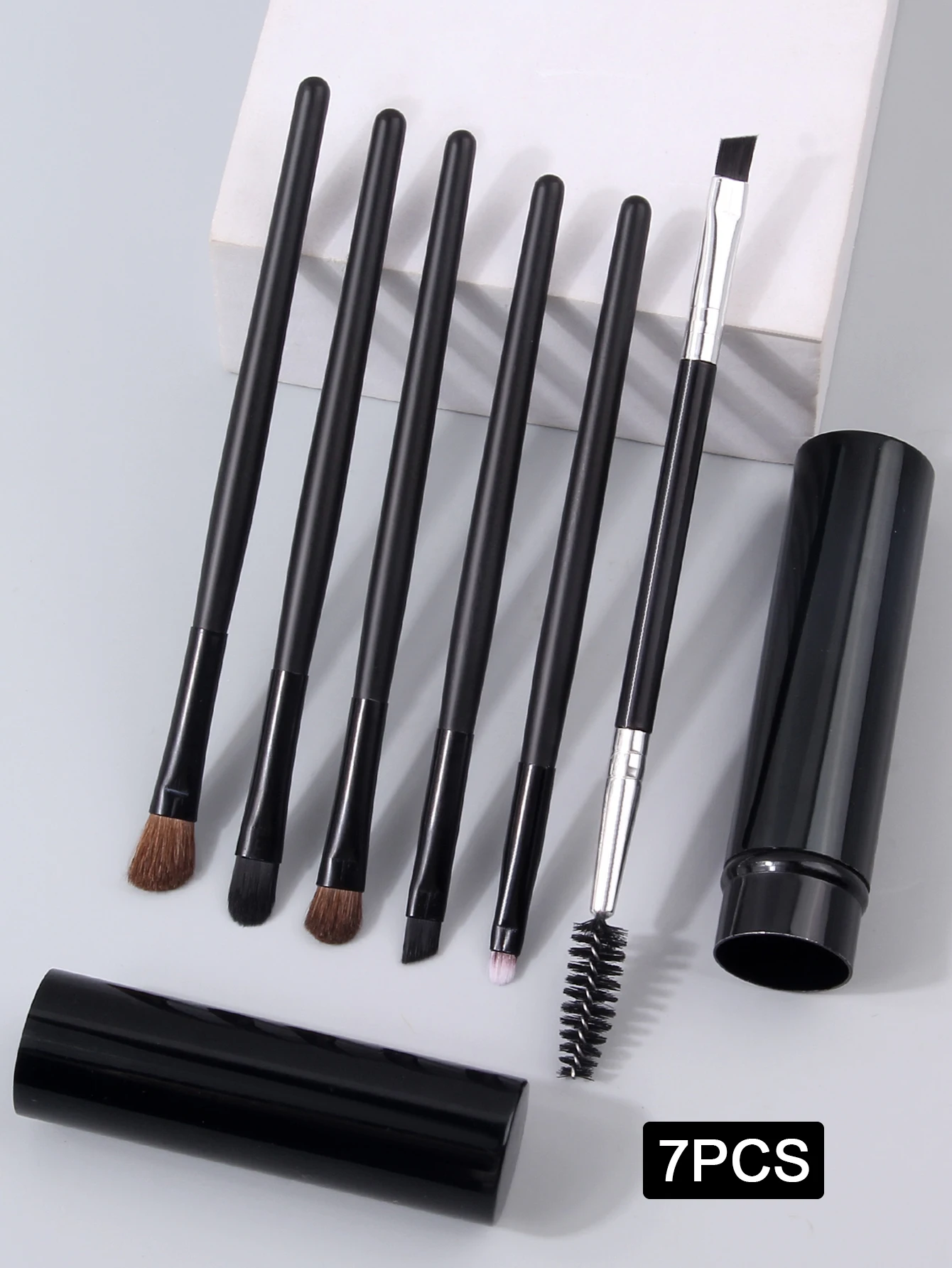 6PC Travel Mini Brush Set w/Storage Case - Soft Synthetic Contour/Powder/Lips/Eye/Brow Tools, Holiday Gift for Women