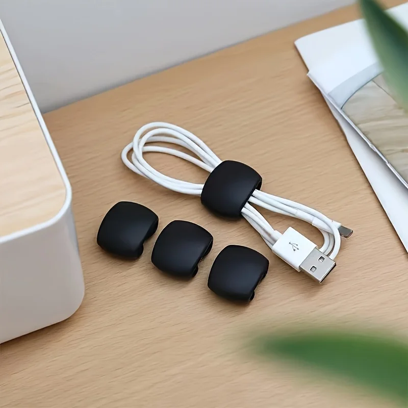 Multi functional wire storage clip, used for charging cables and headphone cables, anti entanglement storage solution