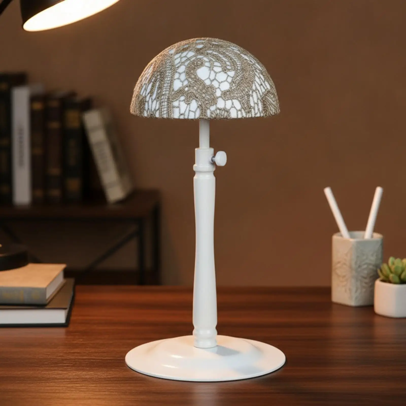 Hairpiece Stand Holder with Dome Shape Adjustable Post for Wig Storage and Drying
