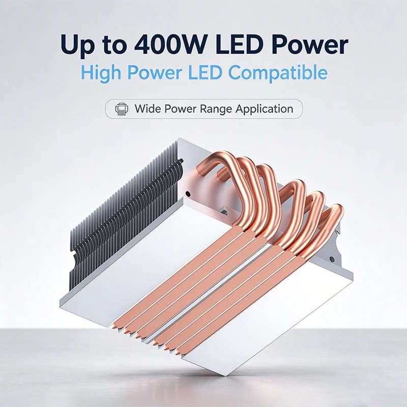 High Power 6 Heat Pipe LED Cooling Heatsink ≤400W COB Stage Spotlight Radiator for Aquarium Laser Headlight Outdoor Downlight