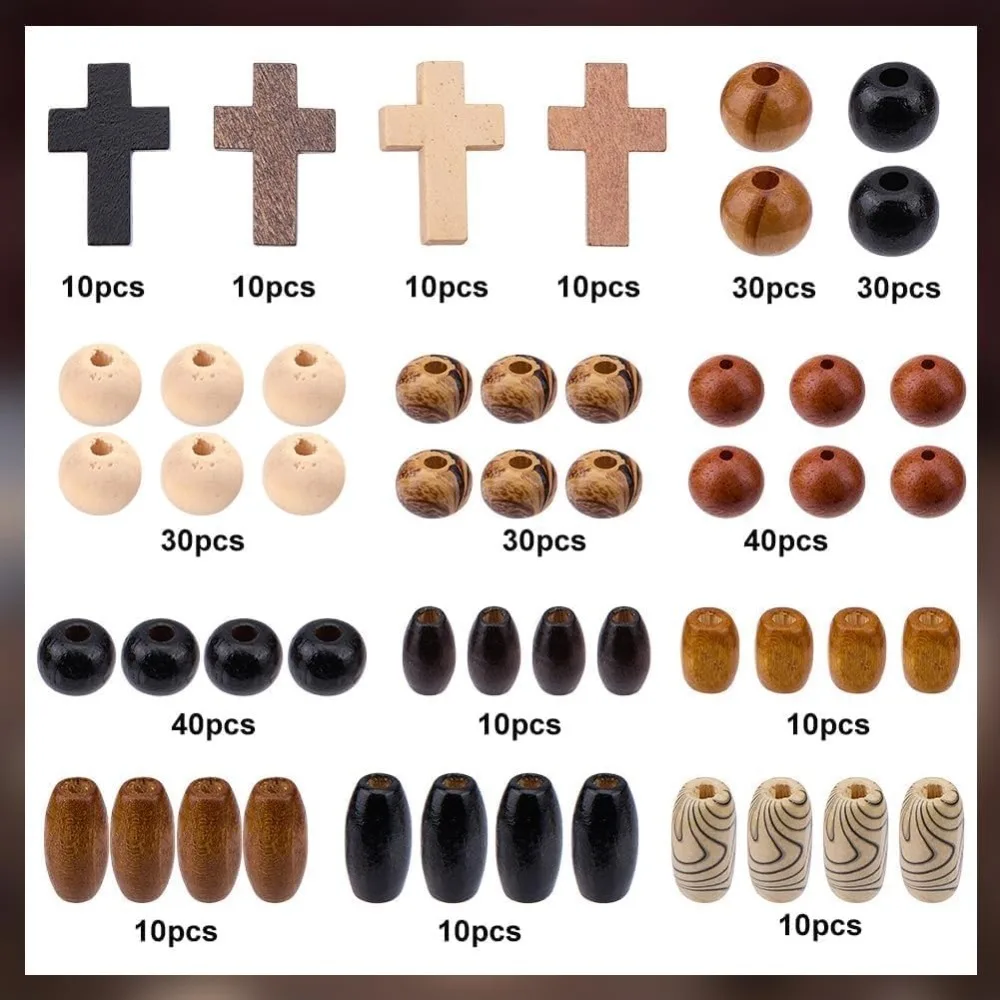 1 صندوق 290 قطعة الصليب خرزات خشبية عدة عيد الفصح خشبية الصليب الخرز الصليب الصلبان الصغيرة الصليب حبة السحر خشبية مستديرة خزر عازل #2