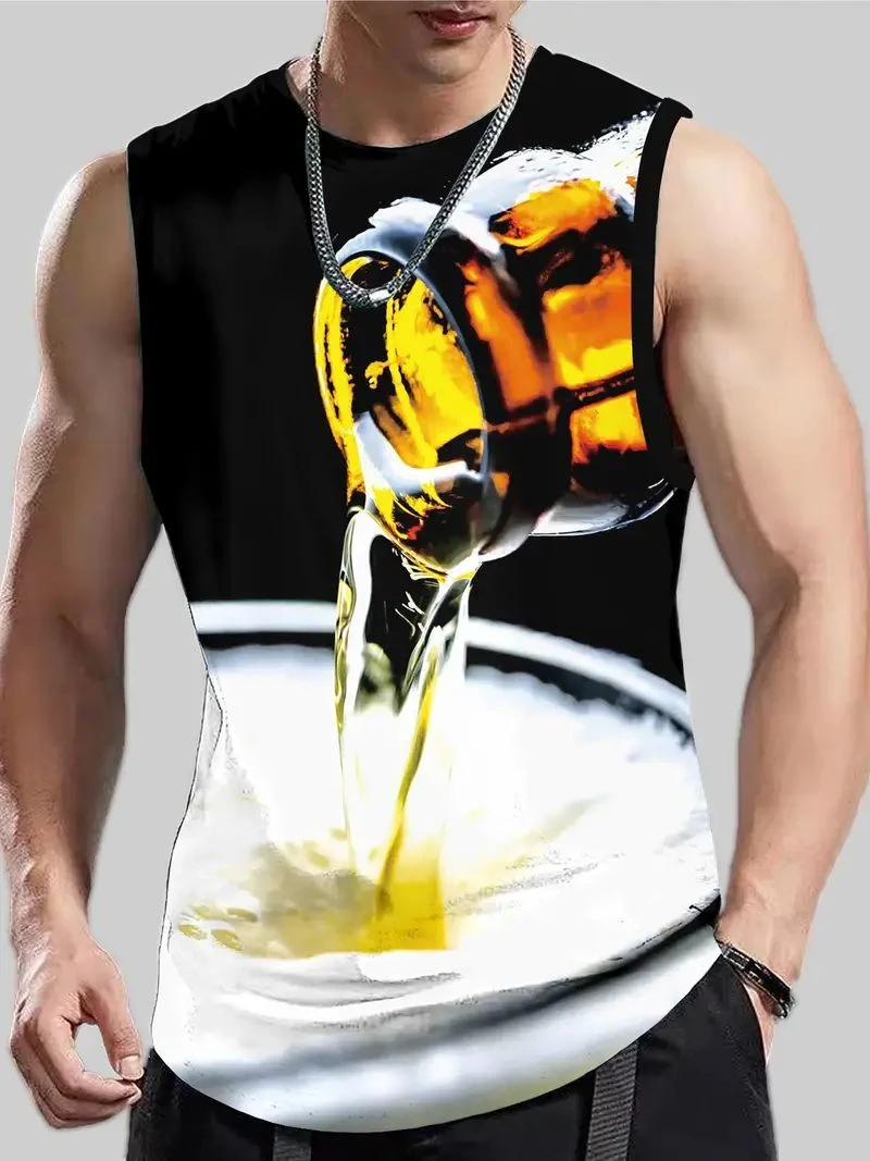 3D Skull Prined Men\'s Sleeveless T-shirt Vintage Cool Pattern Graphic Tank Tops Summer Cool Harajuku Street Casual O-neck Vest