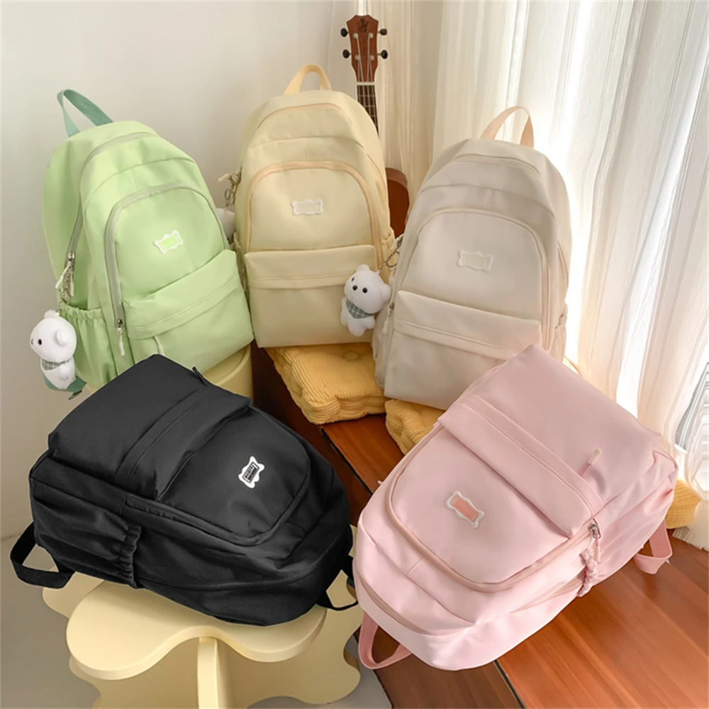 Mochila De nailon De gran capacidad y alta calidad para Mujer, nuevo bolso De estudiante De Color sólido, mochila para ordenador portátil a la moda para Mujer, Bolsos De Mujer