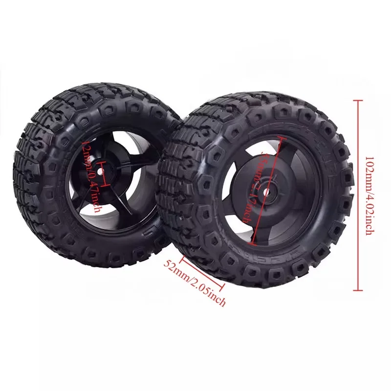 MJX 하이퍼 고 RC카 예비 부품용 4개입 102mm 대형 휠 타이어 고속 원격 제어 트럭 교체용 휠 타이어
