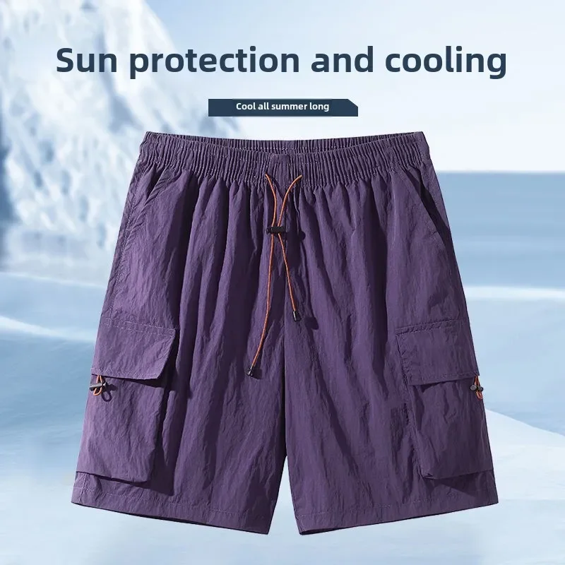 

Cargo Shorts Men Summer Outdoor Travel Multi-pocket Functional Sports Pants Sun Protection Cooling Loose Five-point Beach Pants