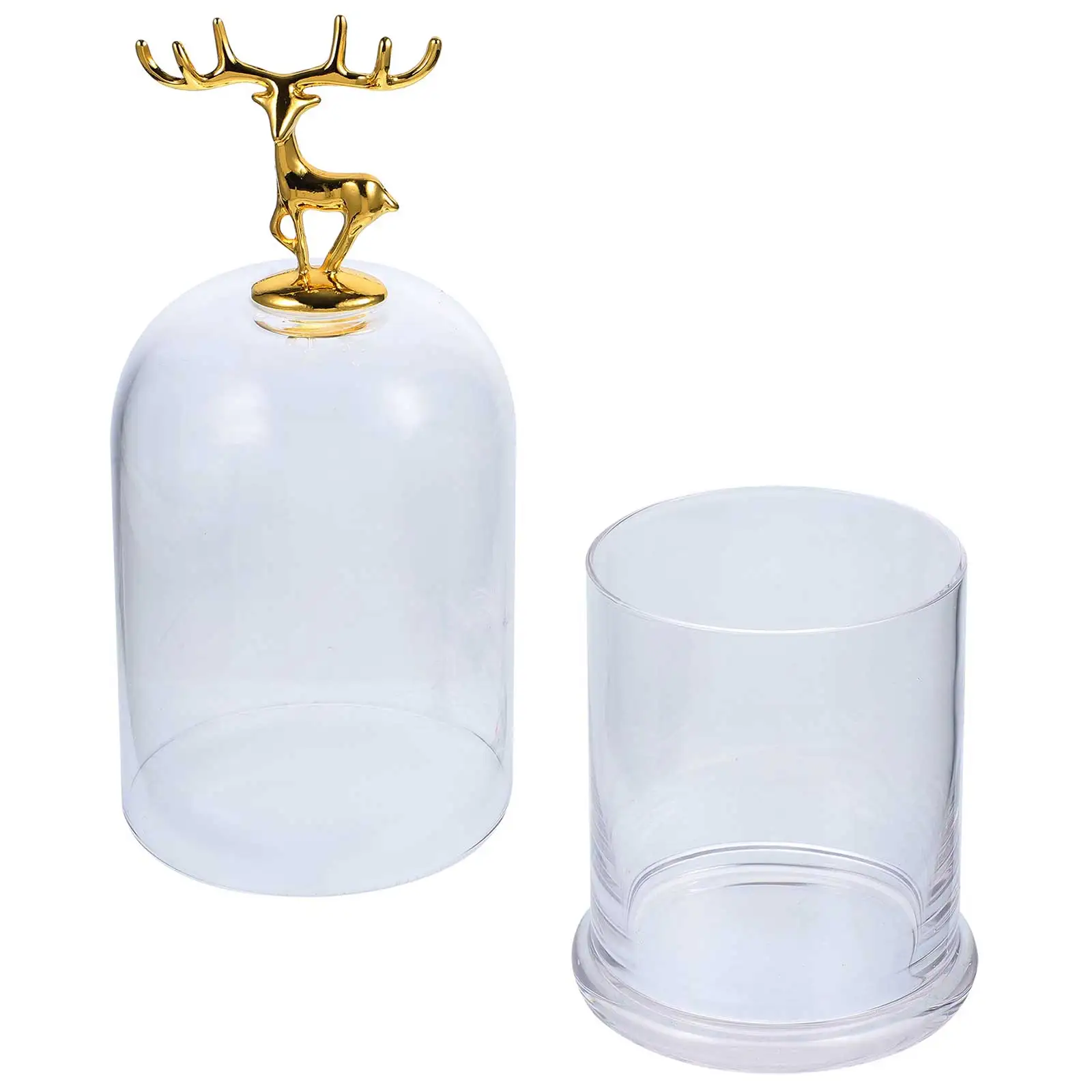 

1Set Preserved Flower Glass Cover Decor Clear Glass Dome with Base for Eternal Flower Display Micro Landscape Craft