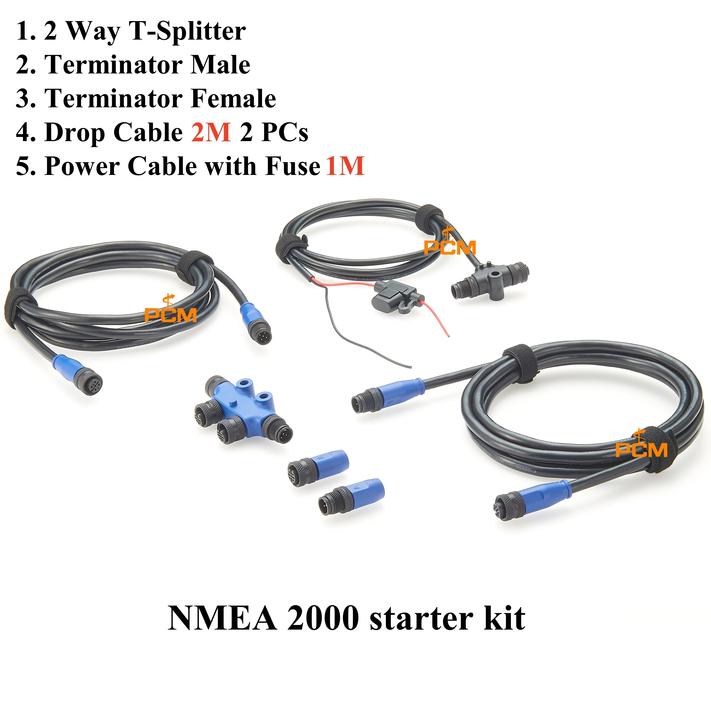 NMEA 2000 Cable Adapter Serial-Data Networking Marine Boat NMEA 2000 Starter Kit ABS T-type 5PIN Connector Adapter Cables 2M 1M