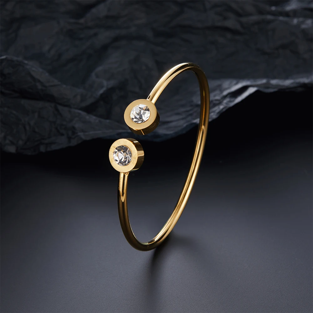 Original design stainless steel gold-plated bracelet Roman numerals simple zircon bracelet ladies gift hot sale free shipping