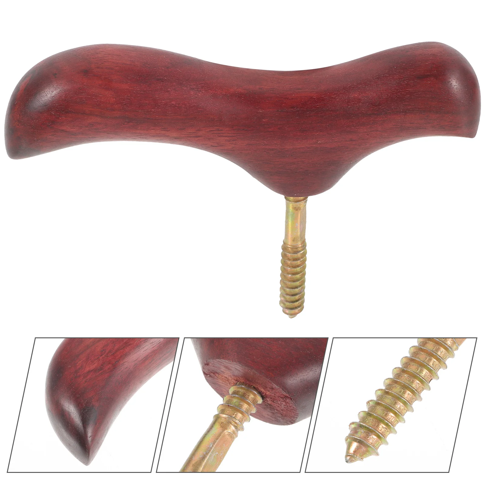 Cane Knob for Men Women Wooden Crutch Handle Accessories Solid Head Armrest Carved Handshake Faucet Walking Stick