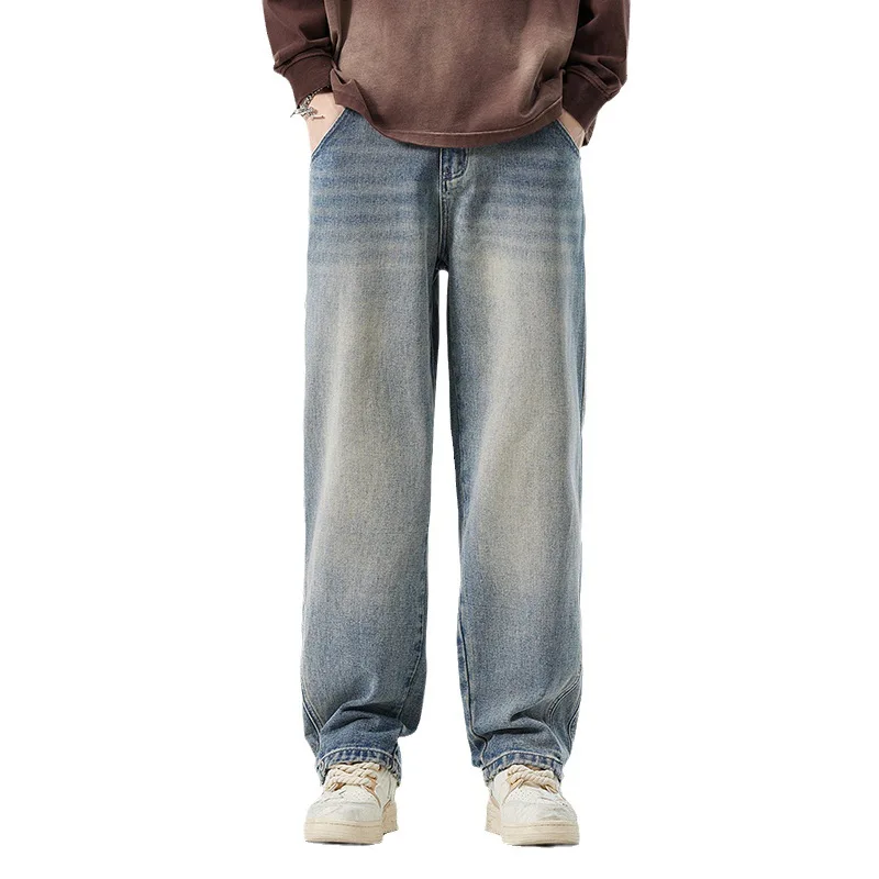 

Новые трендовые универсальные джинсы для мужчин, простые свободные тонкие узкие широкие брюки для мужчин, для взрослых, для джентльменов, удобные свободные брюки для пожилых людей, высококачественные