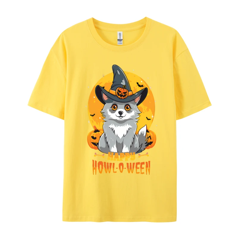 Alaskan Klee Kai Halloween Dog Howllow Men T-shirts Plus Size Tops Anime Printed T-shirt Cotton Plain T Shirts Wholesale