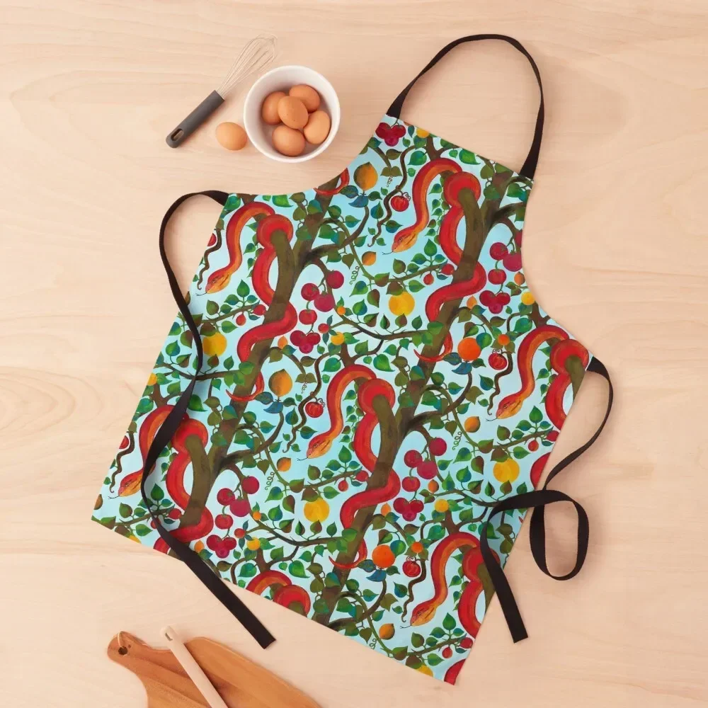 

Curly red snake with leaves Apron For Cooking House Things For Home And Kitchen For Hairdresser kitchen jacket woman Apron