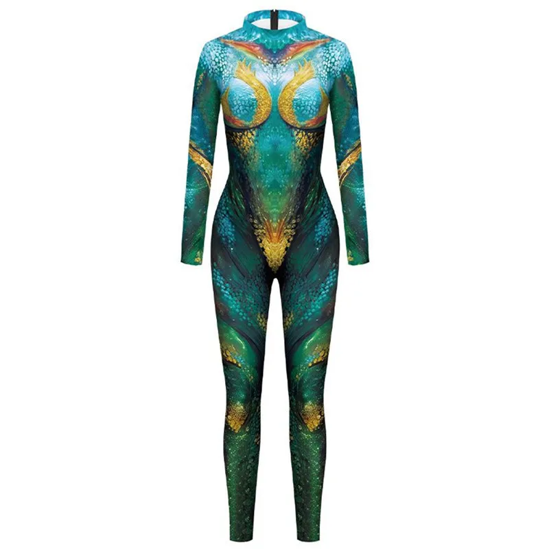 Damen Glänzender Pailletten-Muster Bedruckter Zentai-Bodysuit Traditioneller Lustiger Jumpsuit Halloween Karneval Party Aufführungskostüme – Detail 4