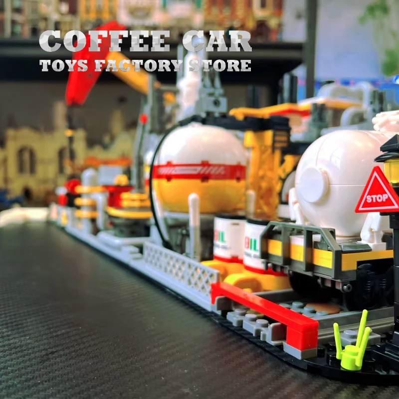 화학 공장 모델 MOC 브릭 키트 공장 건물 STEM 장난감 도시 거리 상점 블록 DIY 장면 성인 친구 크리스마스 선물