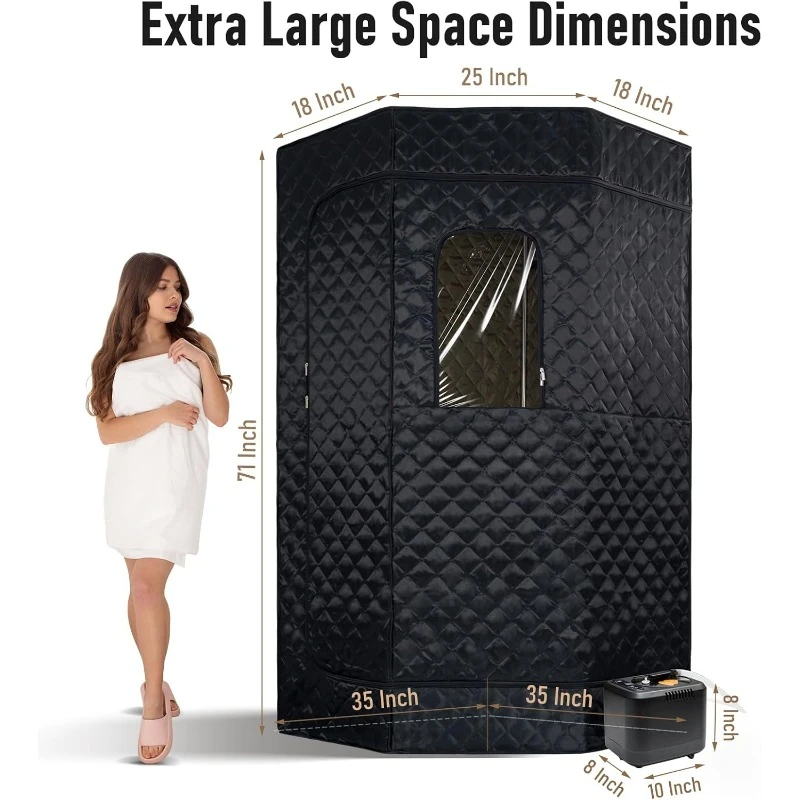 Steam Sauna Box,Full Size Pentagon Detox & Relaxation Steam Room for Home,W/3L 1500W Steamer, Remote Control,home.