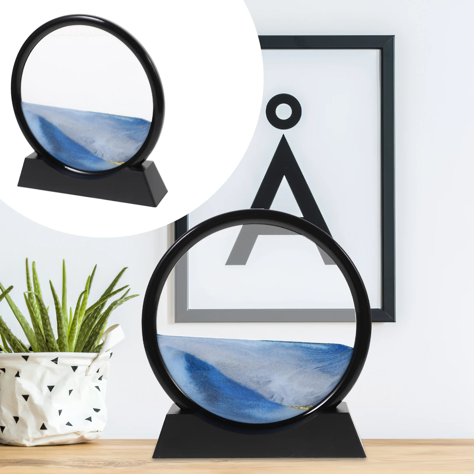

Hourglass Ornaments Colorful Sand Art Pictures Adults Circle Moving Water Decor Office Luminous
