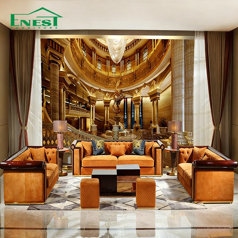 Modern Luxury 1 2 3 Seater Living Room Sofa Genuine Leather Couches Living Room Furniture Set for Villa Apartment