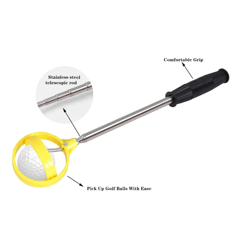 Golf Ball Pick Up Tools Telescopic Golf Ball Retriever Catcher Golf Training Aids Automatic Locking Scoop Picker Golf Ball