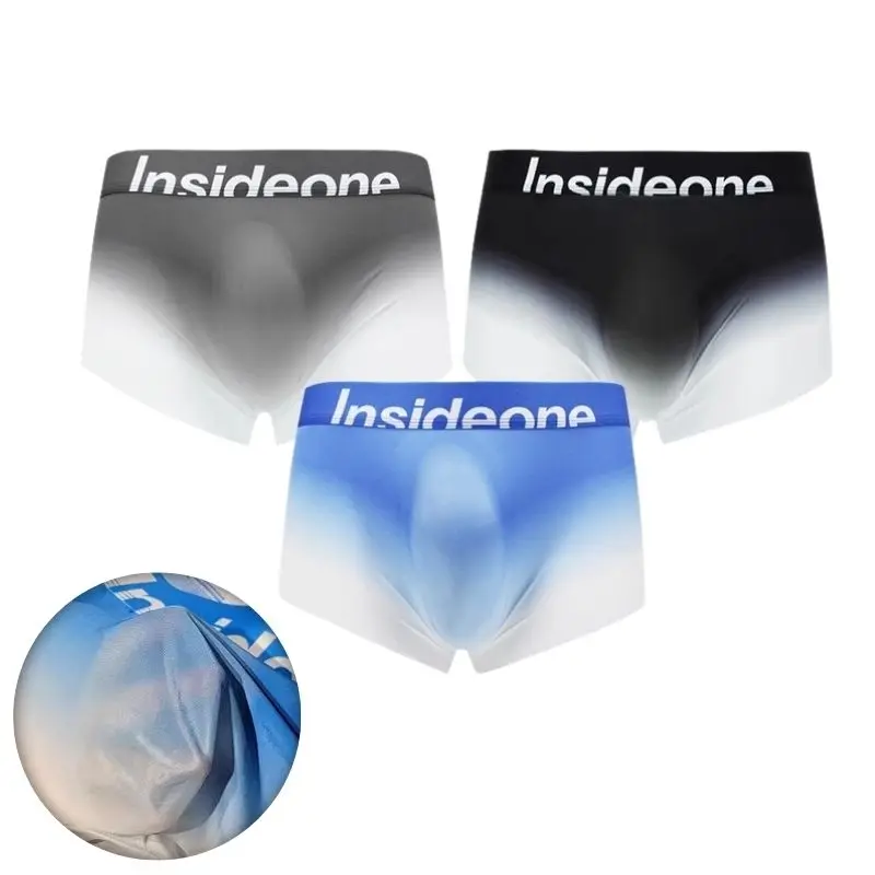 Calzoncillos bóxer de seda de hielo para hombre, ropa interior Sexy sin costuras, transpirable, antibacteriano, 1 unidad