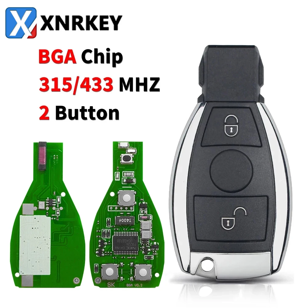 XNRKEY BGA Style 2 Button Remote Key 315/433Mhz for Mercedes Benz A B S E Class W203 W204 W205 W210 W211 W212 W221 W222 Support