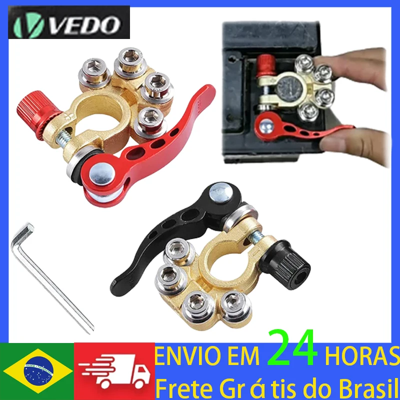 Vedo 1 Pair 12V 24V Positive & Negative Automotive Car Accessories Top Post Battery Terminals Wire Cable Clamp Terminal