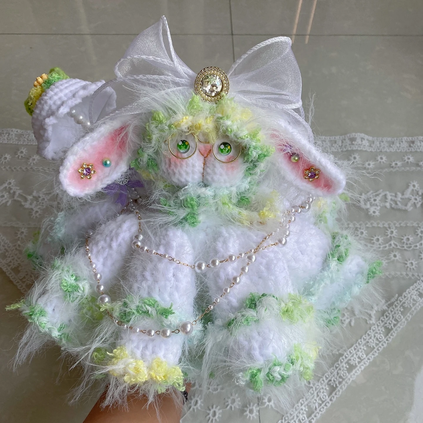 

0082 Handmade Crochet Easter Bunny Cute Yarn Rabbit Animal Soft Plush Toy for Kids Adults Birthday Christmas Gift Colorful Sizes