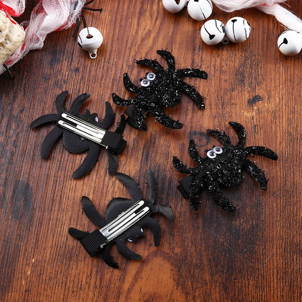 

6 pcs Spider Hair Clips Black Pumpkin Horror Halloween Barrettes Child Costume Party Photo Shoot Accessories Long Lasting Fabric