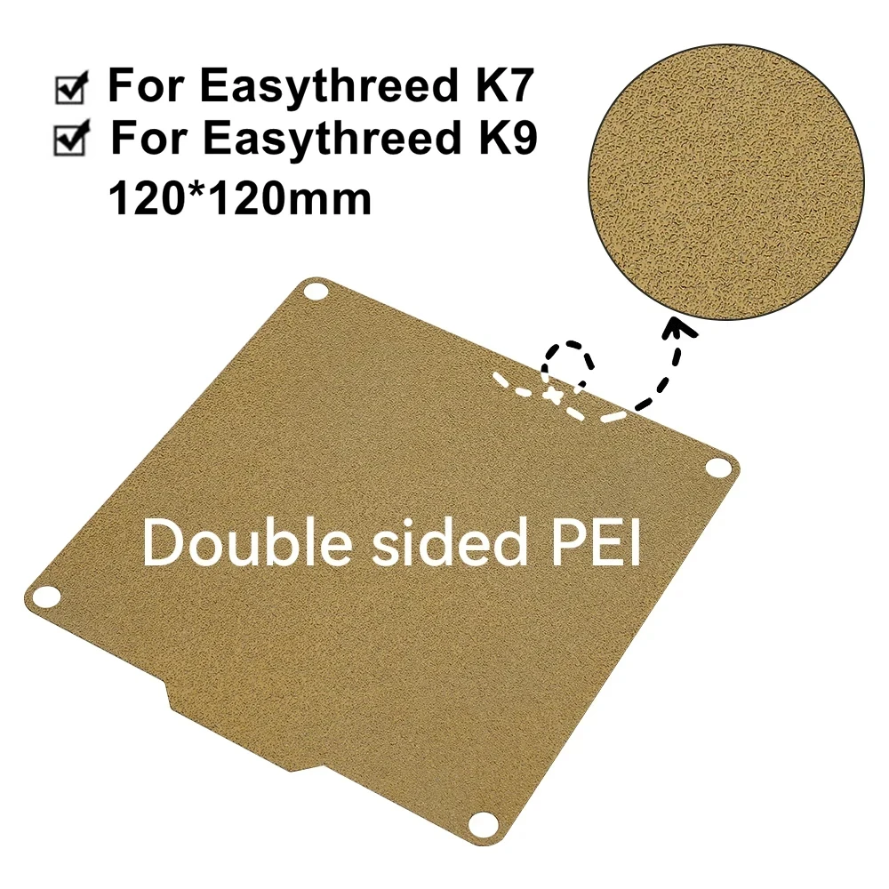 PEI a doppia faccia per Easythreed K7 K9 120x120mm Build Plate Texture Pei Spring Steel con base magnetica per mini stampante 3D