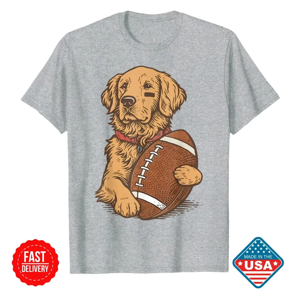 Golden Retriever Dog Football Game Day Touchdown Season Unisex Inspired T-Shirt