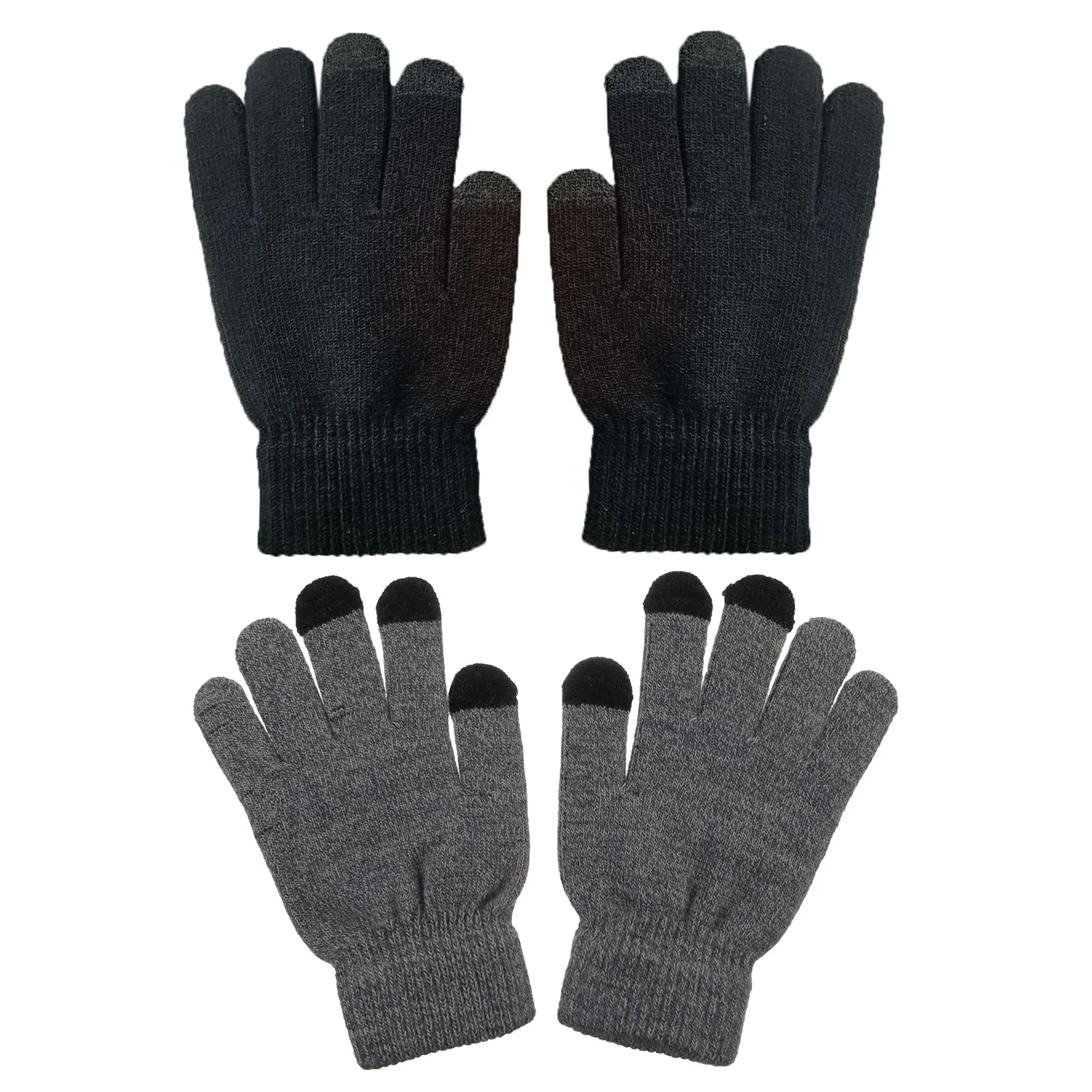 2Pairs قفازات دافئة العزل بطانة خفيفة لينة مريحة نونسليب الدراجات المشي لمسافات طويلة في الهواء الطلق قفازات 3 إصبع لمس