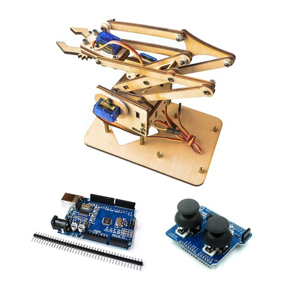 4 DOF Unassembly Acrylic Mechanical Arm Robot Manipulator Claw for Arduino Maker Learning DIY Kit Robot Programming Robot Arm