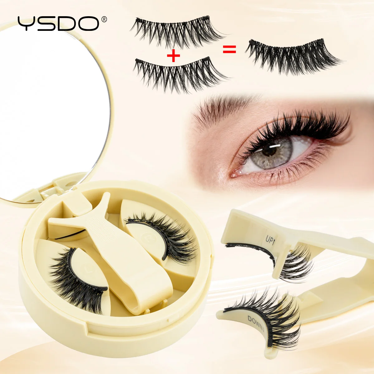 YSDO Magnetische Wimpern 1 Paar Natürliche Magnetische Nerz-Kunstwimpern Wiederverwendbare Flauschige Dicke 3D Falsche Wimpern mit Applikator Klebefrei – Detail 14