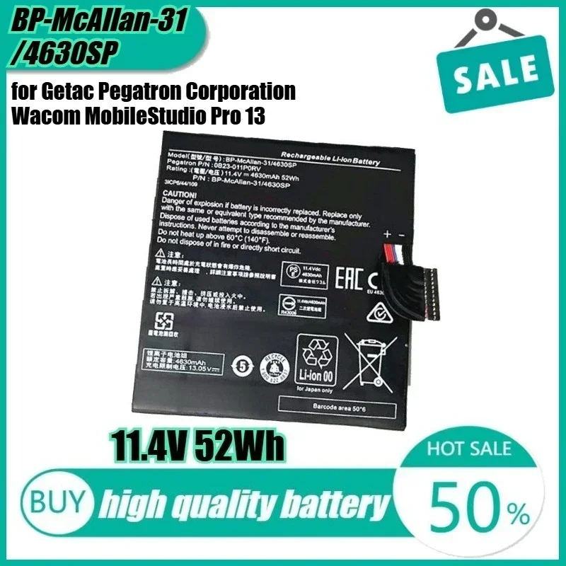 

11.4V 52Wh BP-McAllan-31/4630SP Laptop Battery for Getac Pegatron Corporation Wacom MobileStudio Pro 13