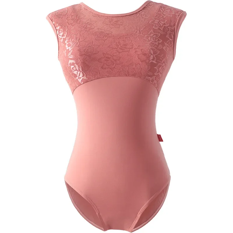 Ballet Leotards Sem Mangas para Mulheres, Bodysuit Ginástica, Dança Bailarina, Dancing Lace Patchwork, Swimwear Adulto