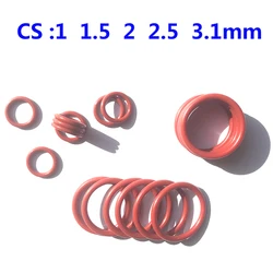 VMQ 100/50/20 Red Silicone VMQ O Ring Gasket CS :1/1.5/2/2.5/3.1mm Waterproof Insulated Rubber Silicon Rings  Sealing