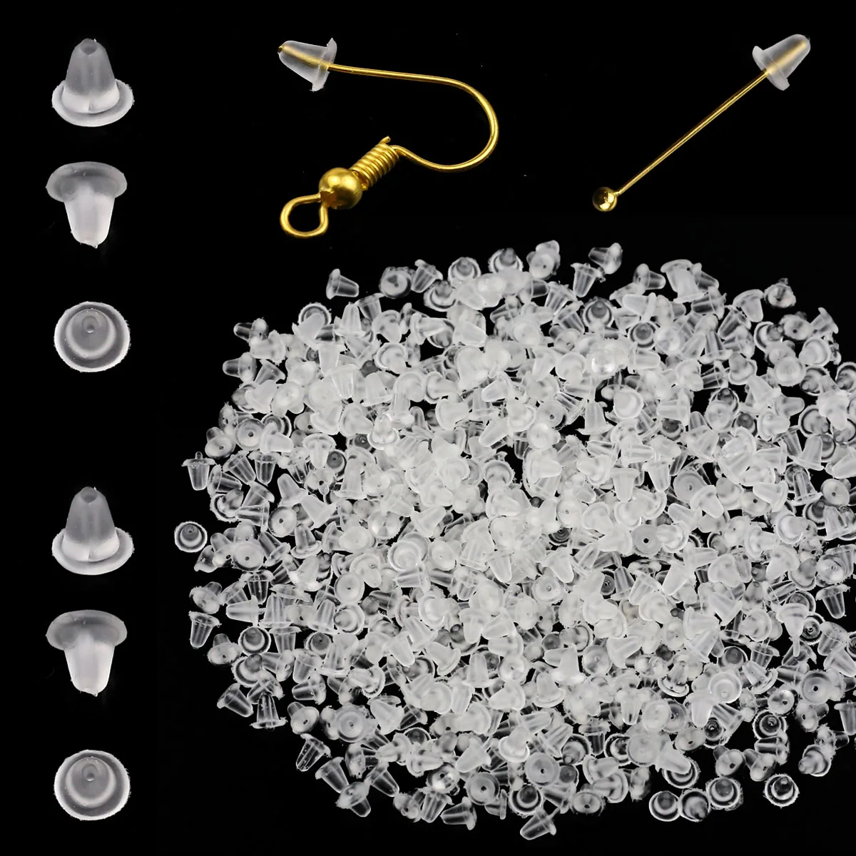 

2000-500Pcs Transparent Earring Clasp Silicone Rubber Ear Stopper Plugging Earring Back Ear Studs DIY Jewelry Findings Making