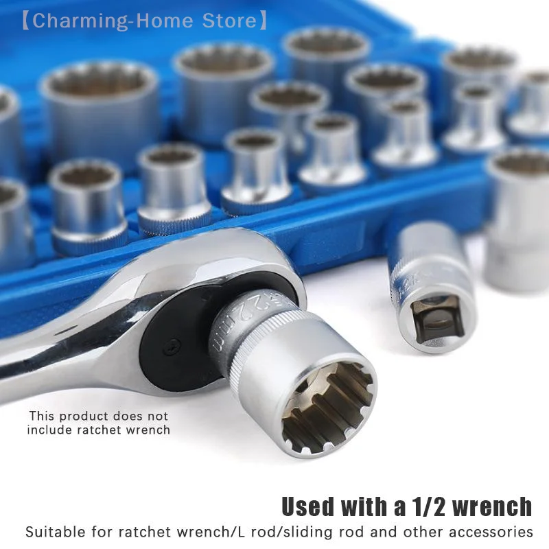 【M】19 pezzi kit di punte 8-32mm dadi multi-dente Torx kit di strumenti di riparazione veicoli strumenti di riparazione auto multifunzionali utensili manuali