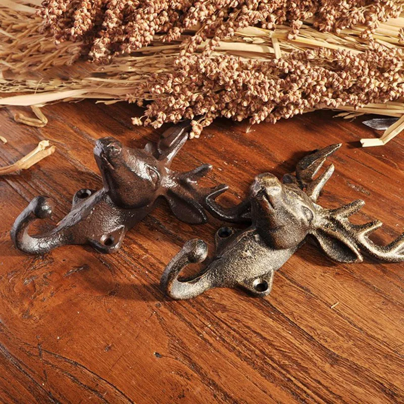 Coat Hook Ornamental Wall Key Holder Hanger Practical Distressed Deer Head Hook Hanger For Towel